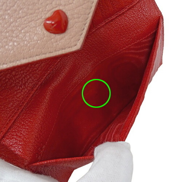 Miu MIUMIU Wallet Women's Long Leather Madras Love Pink 5MH013 Letter Heart - Picture 10 of 12